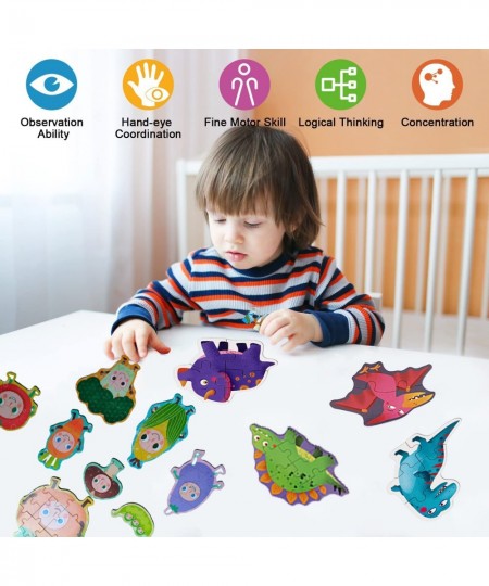 Wooden Puzzles For Kids Ages3-5 Puzzles For Toddlers 1-3 Toddler Puzzles Toys 4-8 Baby Puzzles Dinosaur Puzzle Toys For Kids ...