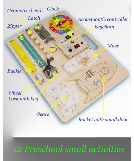 Busy Board for Toddlers 1-3 Wooden Sensory Board Baby Activity Board Montessori Busy Board Light Switch Toy Kid's Gift Educat...