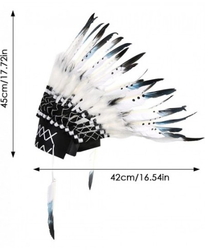 Native American Headdress Indian Style Feather Headdress with Elastic Band for Kids Adults Party Photo Props Party Home Decor...