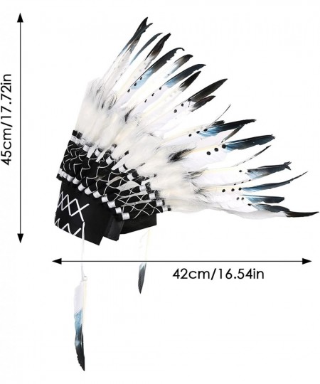 Native American Headdress Indian Style Feather Headdress with Elastic Band for Kids Adults Party Photo Props Party Home Decor...