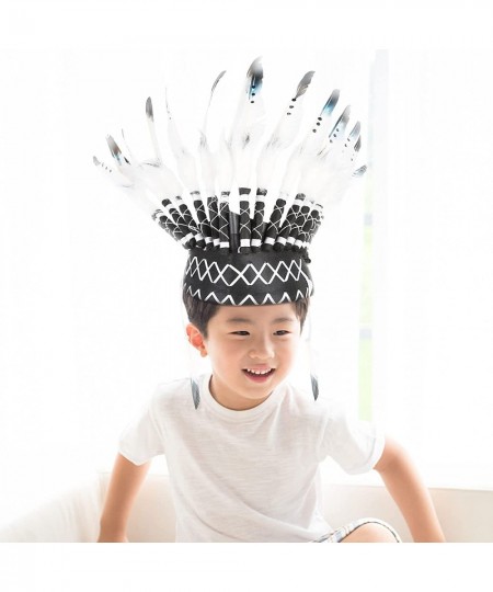 Native American Headdress Indian Style Feather Headdress with Elastic Band for Kids Adults Party Photo Props Party Home Decor...