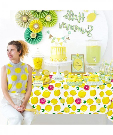 Lemon Table Cover -Summer Lemon Tablecloth Birthday Party Decorations Lemon Fruit Table Cover Party Supplies Picnic Rectangul...