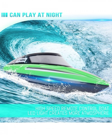 RC Boat - 18 MPH Fast Remote Control Boat with LED Light for Pools and Lakes - Self Righting Racing Boats for Adults and Kids...