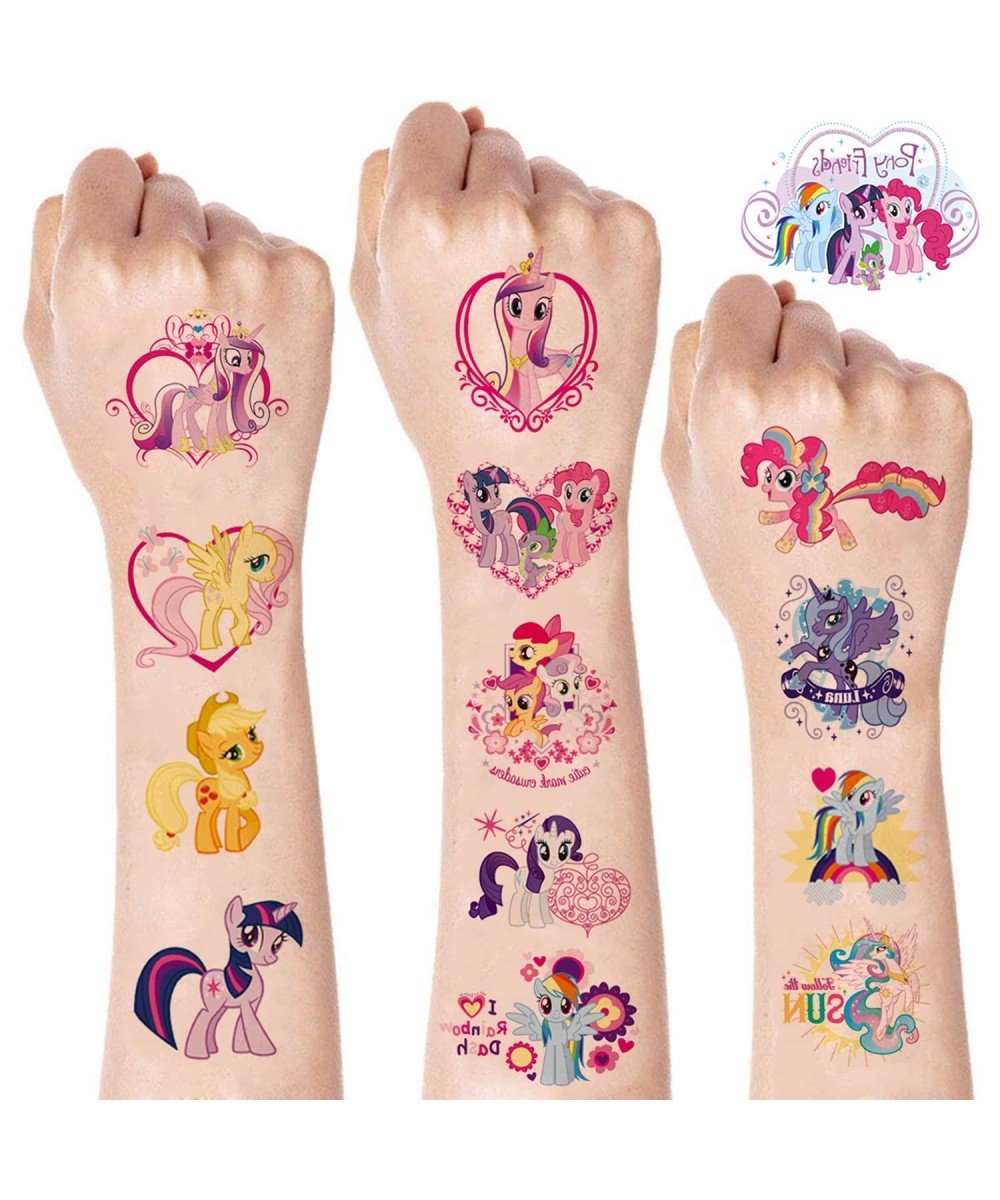 6 Sheets Cute Temporary Tattoos for Kids MLP Birthday Party Supplies Favors Cartoon Fake Tattoos Stickers MLP Party Decoratio...