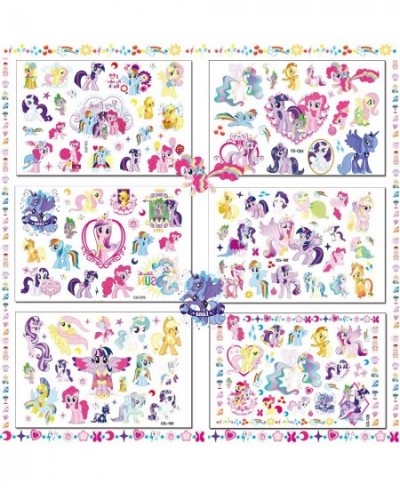 6 Sheets Cute Temporary Tattoos for Kids MLP Birthday Party Supplies Favors Cartoon Fake Tattoos Stickers MLP Party Decoratio...