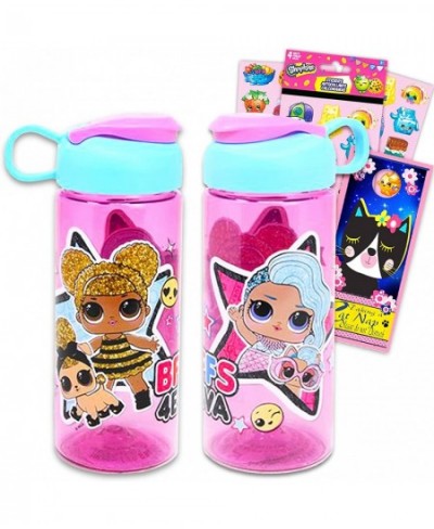 L O L Dolls Plastic Water Bottle Set for Girls 4 pc Bundle with 2 LOL Reusable Bottles For Home School and Sports Stickers an...