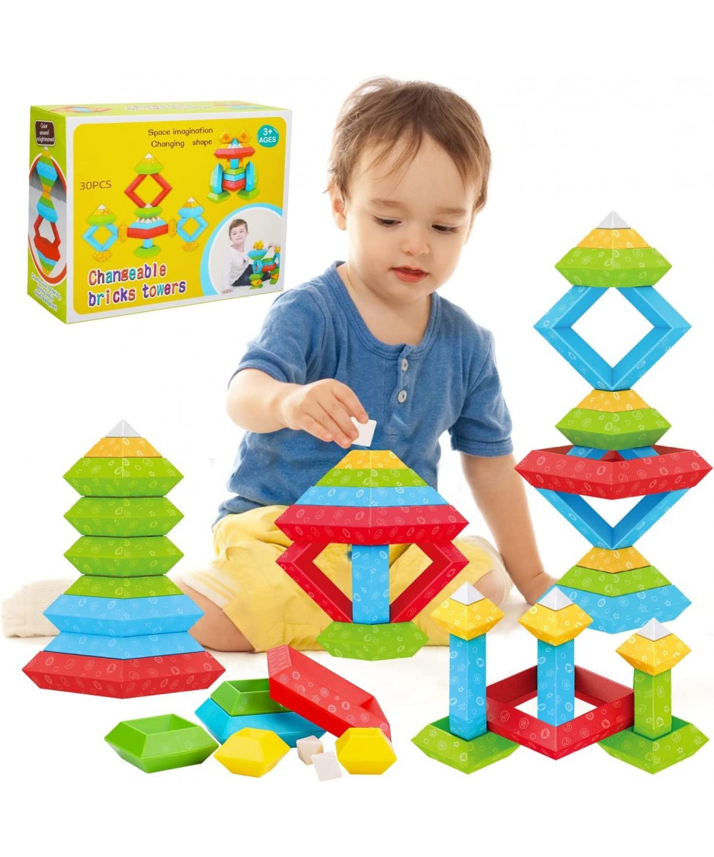 30 Pcs Montessori Toys for 1 2 3 4 5 6 Year Stacking Blocks Toddler Age 1-2 2-4 Preschool Stem Toy Kids Building Block Educat...