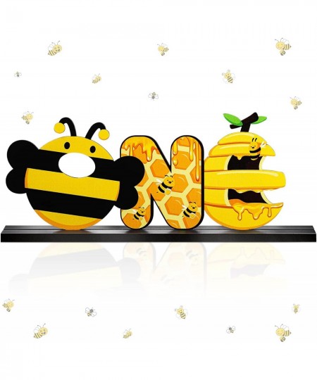 Bee ONE Letter Sign Wooden Table Centerpieces Summer First Honey Bee Day Photo Prop Table Centerpieces Decorations for Boys G...