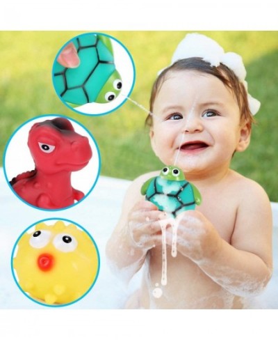 8Pcs Bath Toys for Toddlers Light up Dinosaur Shark Bath Toys Fishing Net Floating Squirt Bathtub Toys Birthday Gifts for Kid...