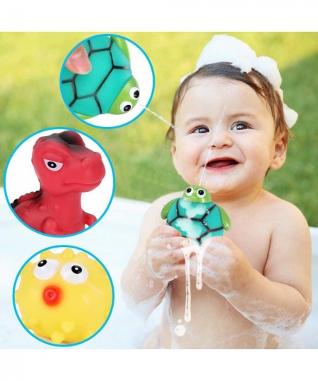 8Pcs Bath Toys for Toddlers Light up Dinosaur Shark Bath Toys Fishing Net Floating Squirt Bathtub Toys Birthday Gifts for Kid...