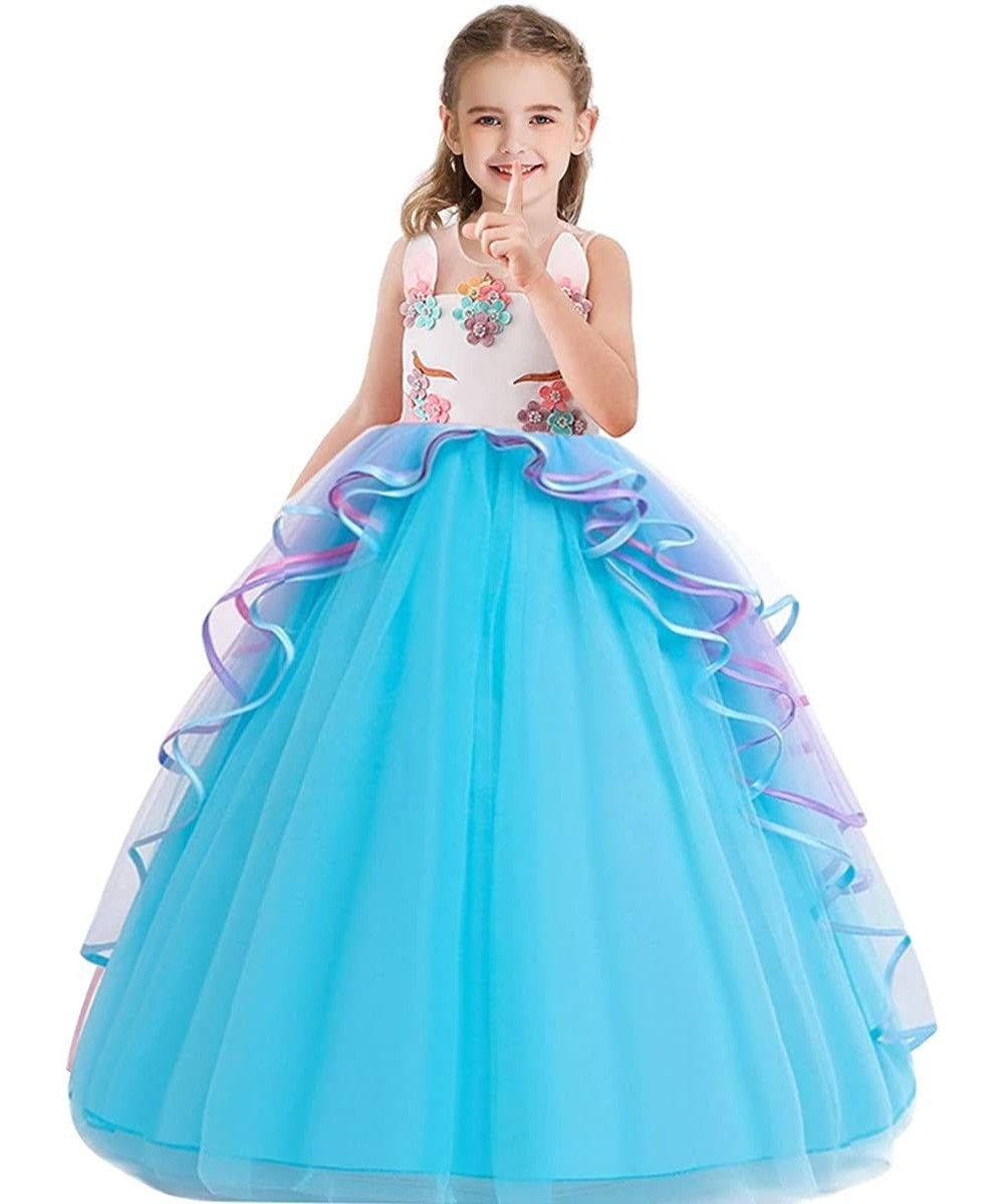 Girls Unicorn Birthday Costume Princess Sleeveless Tulle Dress Halloween Christmas Party Pageant Long Ball Gown $50.56 - Kids...