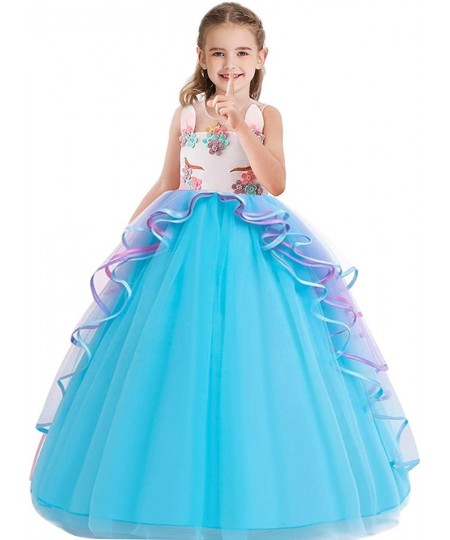 Girls Unicorn Birthday Costume Princess Sleeveless Tulle Dress Halloween Christmas Party Pageant Long Ball Gown $50.56 - Kids...