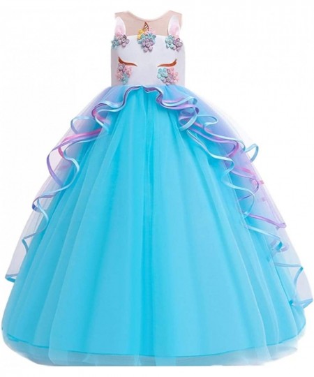 Girls Unicorn Birthday Costume Princess Sleeveless Tulle Dress Halloween Christmas Party Pageant Long Ball Gown $50.56 - Kids...