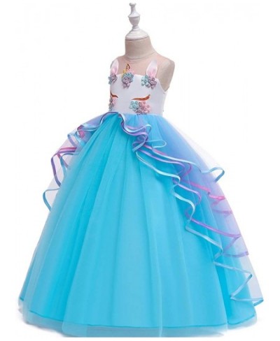 Girls Unicorn Birthday Costume Princess Sleeveless Tulle Dress Halloween Christmas Party Pageant Long Ball Gown $50.56 - Kids...