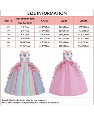 Girls Unicorn Birthday Costume Princess Sleeveless Tulle Dress Halloween Christmas Party Pageant Long Ball Gown $50.56 - Kids...