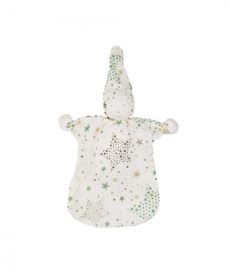 Organic Cotton Baby Muslin Sleeping Doll Lovey Toy in a Star Print 8" Tall $37.46 - Dolls