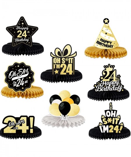 Oh S*it I’m 24 Happy 24th Birthday Honeycomb Centerpieces Balloons Confetti Theme Table Toppers Hello 24 Table Decorations Fu...