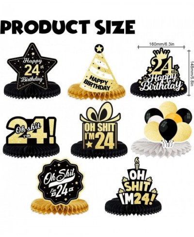 Oh S*it I’m 24 Happy 24th Birthday Honeycomb Centerpieces Balloons Confetti Theme Table Toppers Hello 24 Table Decorations Fu...