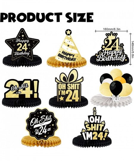 Oh S*it I’m 24 Happy 24th Birthday Honeycomb Centerpieces Balloons Confetti Theme Table Toppers Hello 24 Table Decorations Fu...