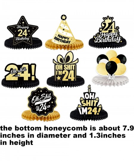 Oh S*it I’m 24 Happy 24th Birthday Honeycomb Centerpieces Balloons Confetti Theme Table Toppers Hello 24 Table Decorations Fu...