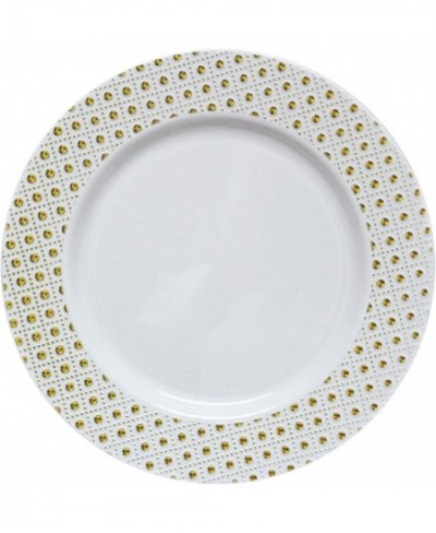 White and Gold Dinner Plates - 10.25” | Sphere Collection | Pack of 10 $16.03 - Kids' Party Tableware