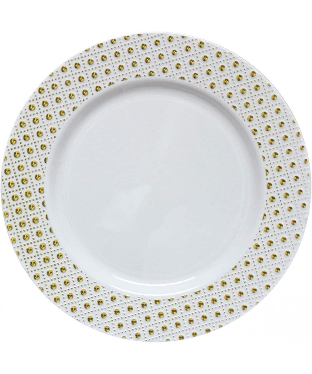 White and Gold Dinner Plates - 10.25” | Sphere Collection | Pack of 10 $16.03 - Kids' Party Tableware