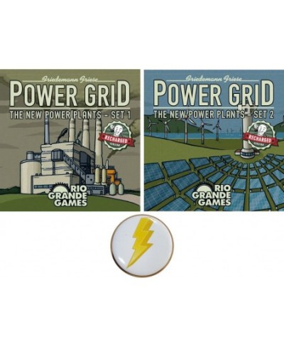 Power Grid Game Expansions Bundle of New Power Plant Cards Sets 1 and 2 Plus a Lightning Bolt Button $60.33 - Board Games