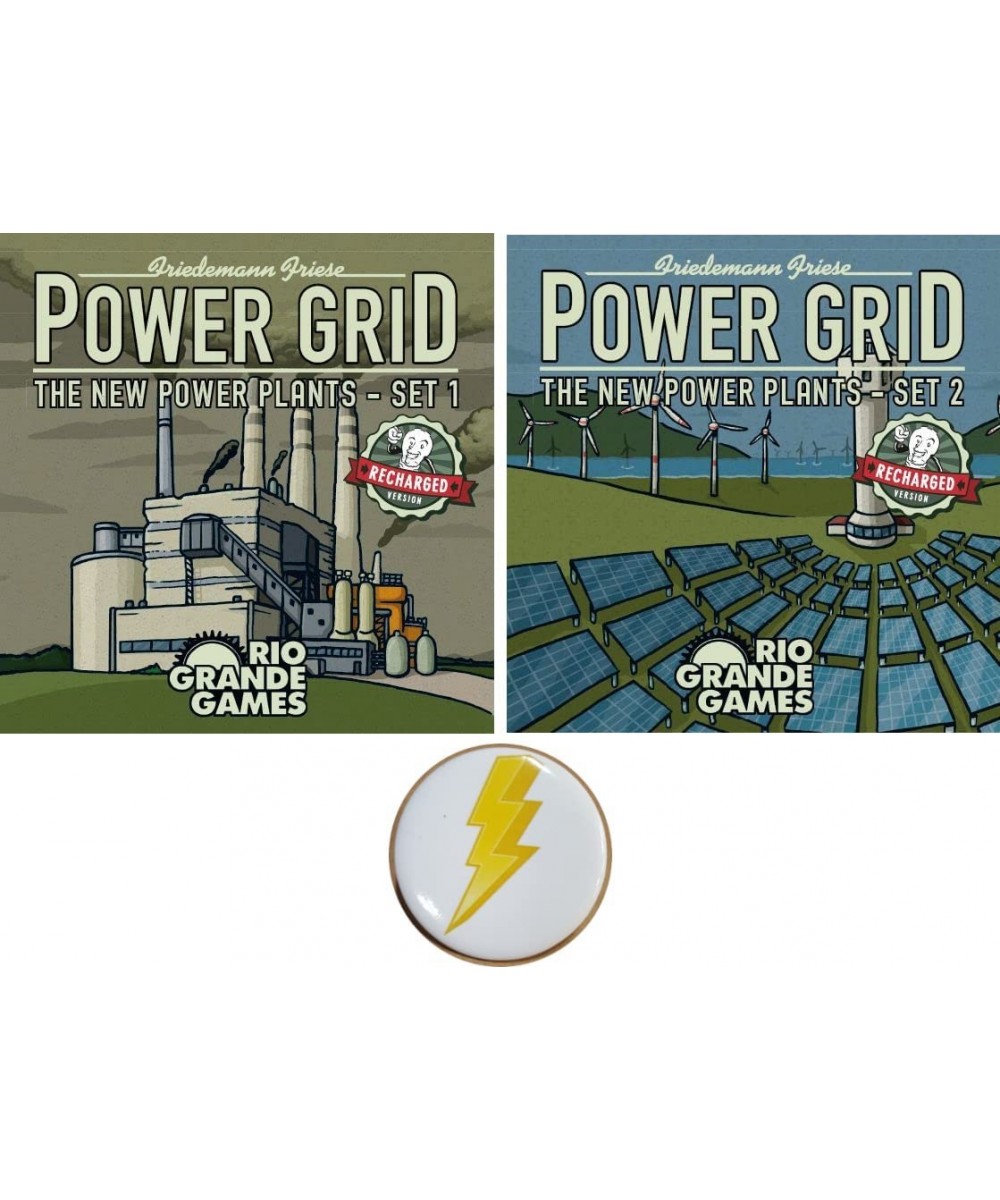 Power Grid Game Expansions Bundle of New Power Plant Cards Sets 1 and 2 Plus a Lightning Bolt Button $60.33 - Board Games