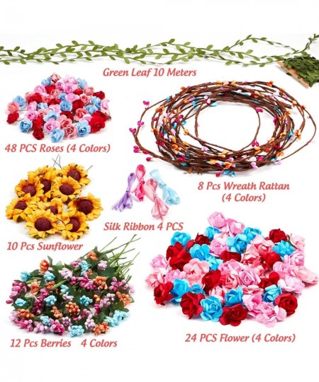 8pcs Flower Crowns Making Kit Creativity Art Craft Kit DIY Garden Outdoor Activities Jewelry Making Kit for Kids Age 4 5 6 7 ...