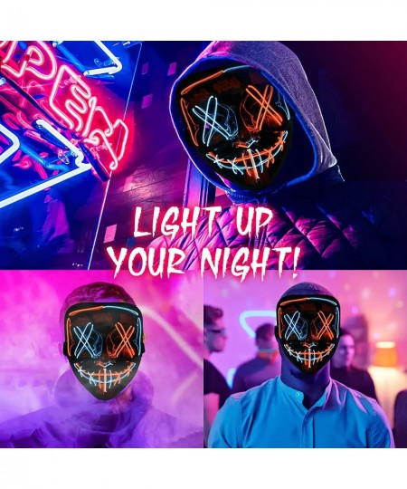 2 Pack Halloween Purge Masks Scary Light up Masks and 2 Pairs LED Gloves for Halloween Couple Costumes $32.65 - Kids' Dress-U...