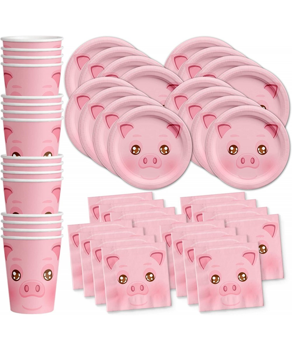 Pig Birthday Party Supplies Set Plates Napkins Cups Tableware Kit for 16 $37.32 - Kids' Party Tableware