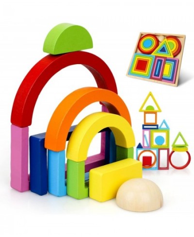 Wooden Rainbow Stacking Toy 27 Pcs Stacking Toy Wooden Rainbow Stacker Baby Toys 6 to 12 Months Montessori Rainbow Stacking G...