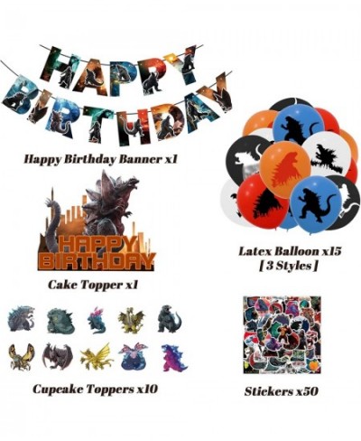 Cartoon Dinosaur Birthday Decorations Party Supplies Include Happy Birthday Banner Balloons Cupcake Toppers and Cake Topper B...