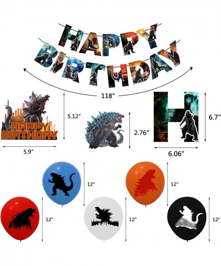 Cartoon Dinosaur Birthday Decorations Party Supplies Include Happy Birthday Banner Balloons Cupcake Toppers and Cake Topper B...