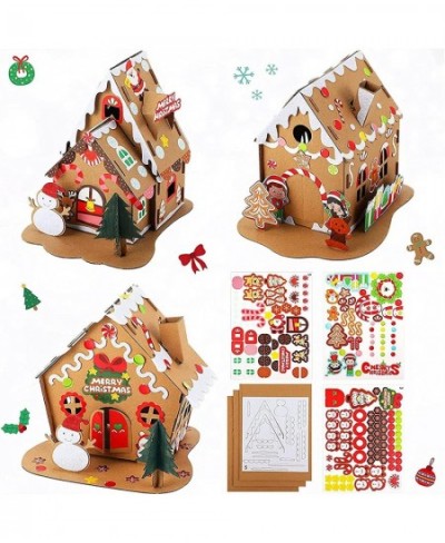 3 Sets Christmas Craft Kit Christmas Gingerbread House Kit Sets of Christmas Craft House Make-a-Gingerbread House Craft for B...