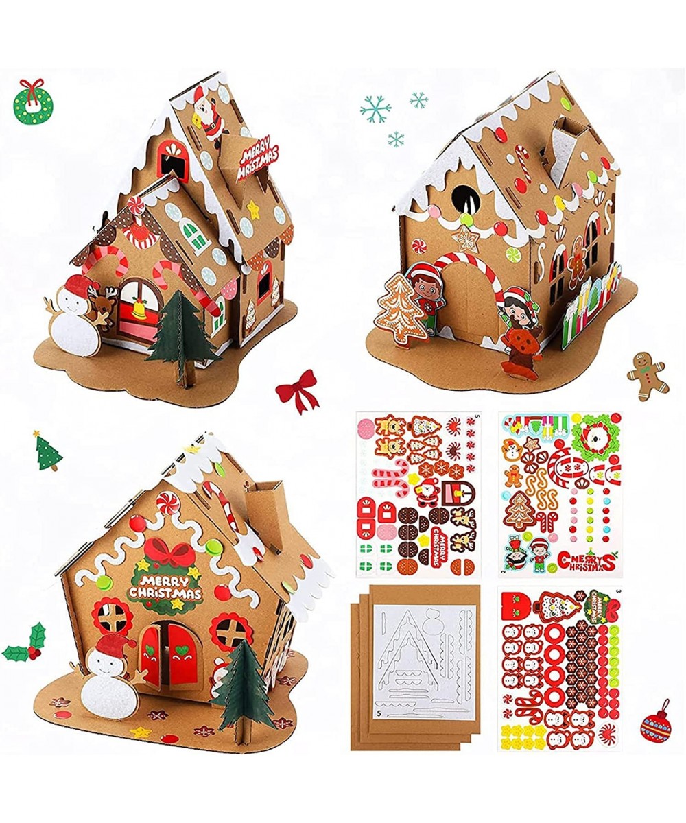 3 Sets Christmas Craft Kit Christmas Gingerbread House Kit Sets of Christmas Craft House Make-a-Gingerbread House Craft for B...