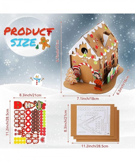 3 Sets Christmas Craft Kit Christmas Gingerbread House Kit Sets of Christmas Craft House Make-a-Gingerbread House Craft for B...