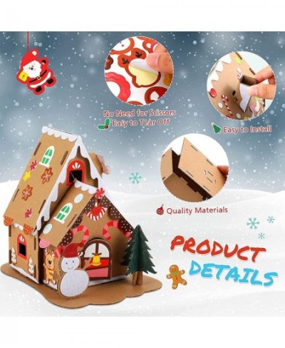 3 Sets Christmas Craft Kit Christmas Gingerbread House Kit Sets of Christmas Craft House Make-a-Gingerbread House Craft for B...