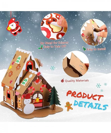 3 Sets Christmas Craft Kit Christmas Gingerbread House Kit Sets of Christmas Craft House Make-a-Gingerbread House Craft for B...