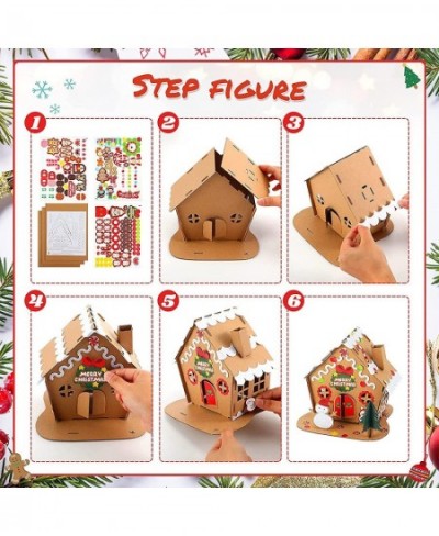 3 Sets Christmas Craft Kit Christmas Gingerbread House Kit Sets of Christmas Craft House Make-a-Gingerbread House Craft for B...