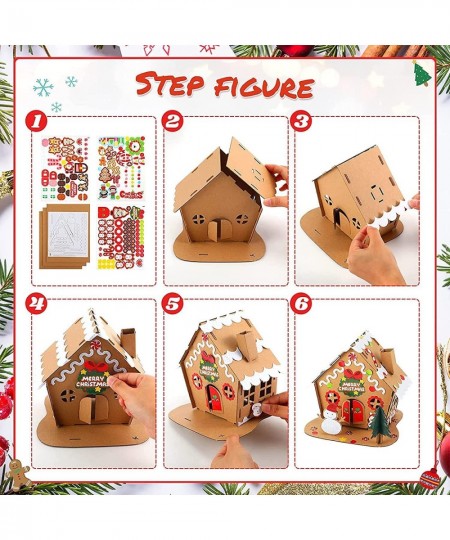 3 Sets Christmas Craft Kit Christmas Gingerbread House Kit Sets of Christmas Craft House Make-a-Gingerbread House Craft for B...