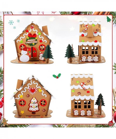 3 Sets Christmas Craft Kit Christmas Gingerbread House Kit Sets of Christmas Craft House Make-a-Gingerbread House Craft for B...