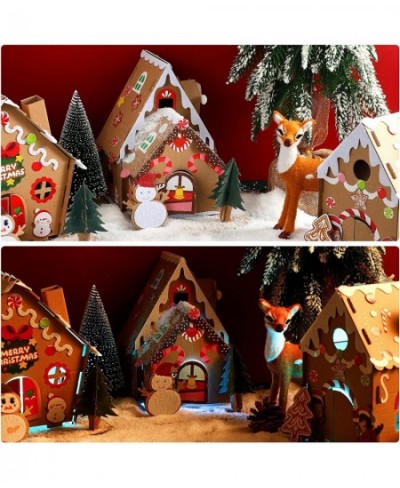 3 Sets Christmas Craft Kit Christmas Gingerbread House Kit Sets of Christmas Craft House Make-a-Gingerbread House Craft for B...