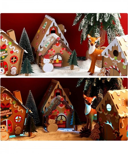 3 Sets Christmas Craft Kit Christmas Gingerbread House Kit Sets of Christmas Craft House Make-a-Gingerbread House Craft for B...