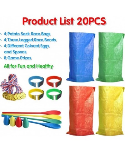 20PCS Outdoor Games Potato Sack Race Bag 3-Legged Race Bands with Egg and Spoon Race Lawn Games for Outside Backyard Field Da...