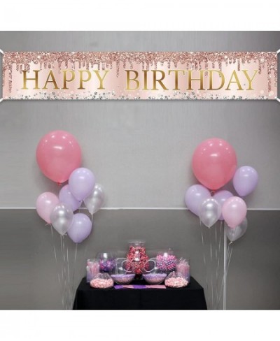 Pink Rose Gold Happy Birthday Banner Decorations Large Happy Birthday Yard Banner Sign Party Supplies for Women 16th 21st 30t...