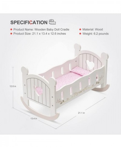 Wooden Doll Cradle Rocking Baby Doll Crib Reversible Doll Bed for Dolls Girl Fits Dolls up to 18 Inches (White) $75.72 - Doll...