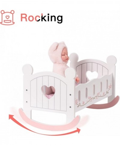 Wooden Doll Cradle Rocking Baby Doll Crib Reversible Doll Bed for Dolls Girl Fits Dolls up to 18 Inches (White) $75.72 - Doll...