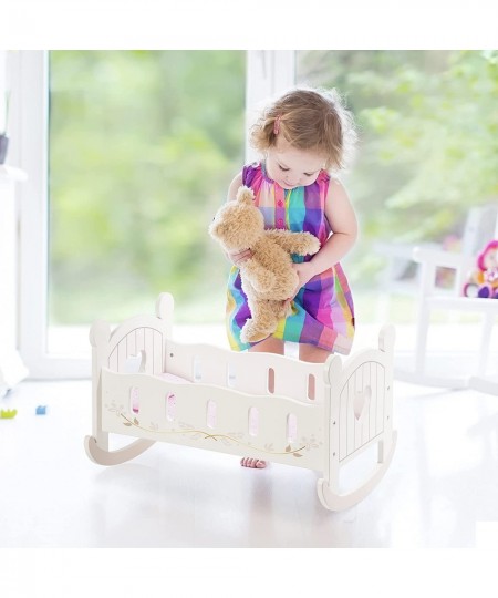 Wooden Doll Cradle Rocking Baby Doll Crib Reversible Doll Bed for Dolls Girl Fits Dolls up to 18 Inches (White) $75.72 - Doll...