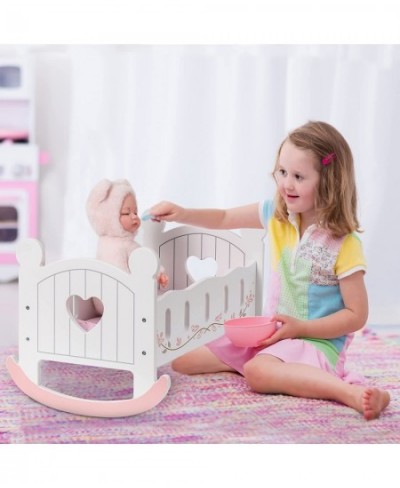 Wooden Doll Cradle Rocking Baby Doll Crib Reversible Doll Bed for Dolls Girl Fits Dolls up to 18 Inches (White) $75.72 - Doll...